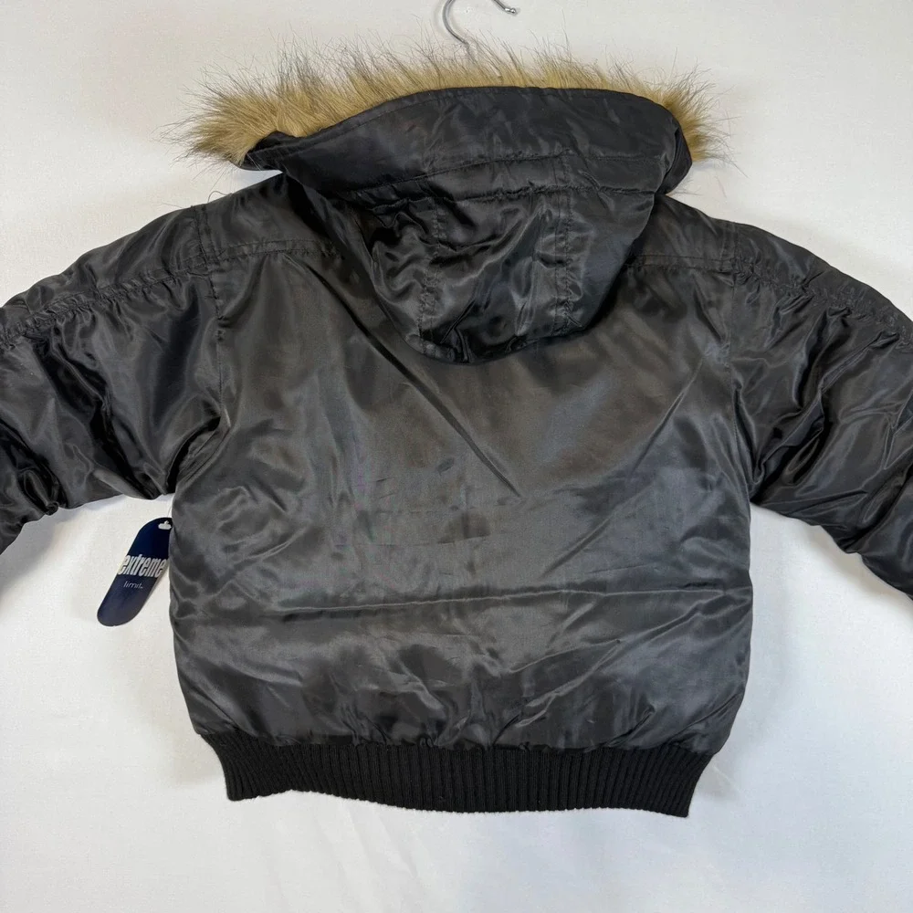 Vintage Kmart Extreme Limit Kids Black Down Filled Hooded Bomber Jacket 4/5‎